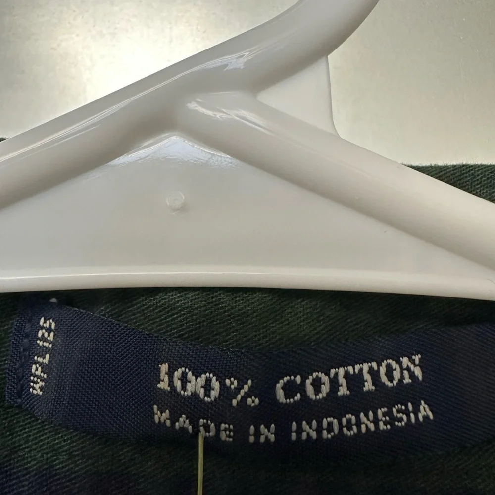 CHAPS RALPH LAUREN 90s Button-down Shirt XXL Green Navy Striped Emblem Logo - Picture 5 of 6